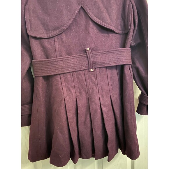 New Miss Sixty Purple Wool Blend Coat - Women's Sz Large Double Breasted Belted - Picture 6 of 9